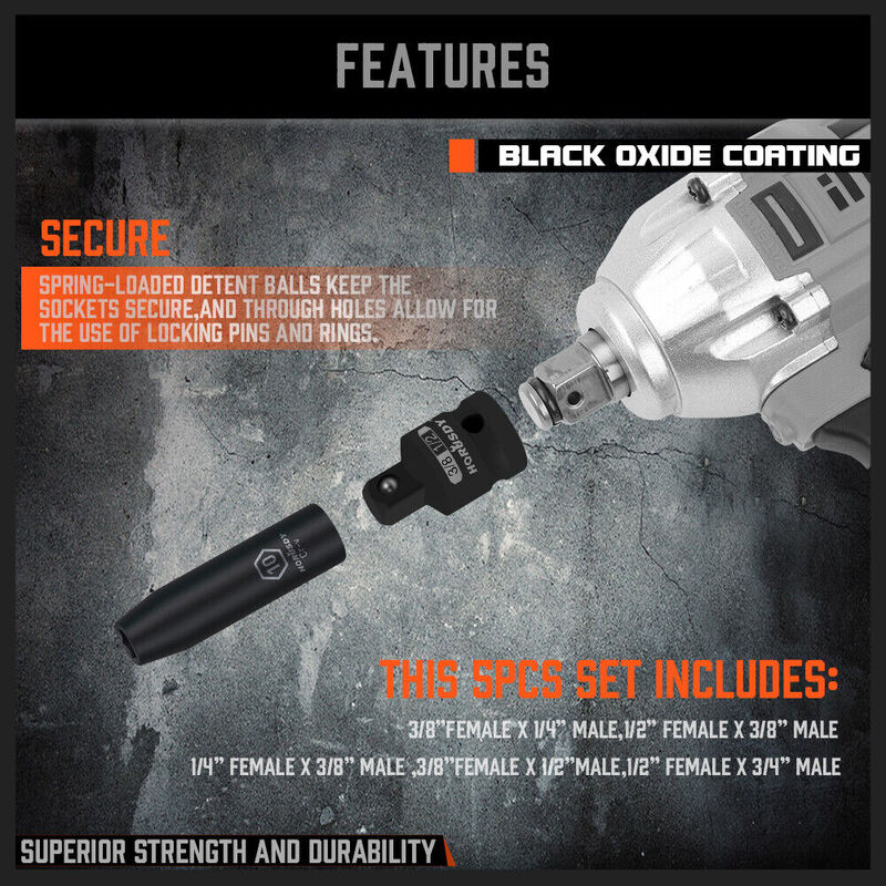 5 Piece Impact Socket Adapter and Reducer - South East Clearance Centre