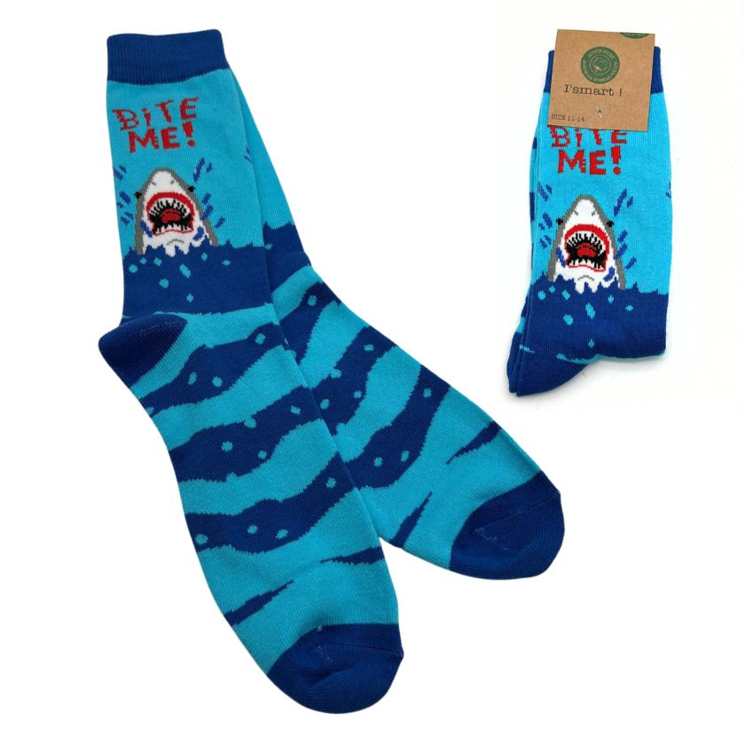 Bite Me Dress Novelty Shark Socks, Size 11-14