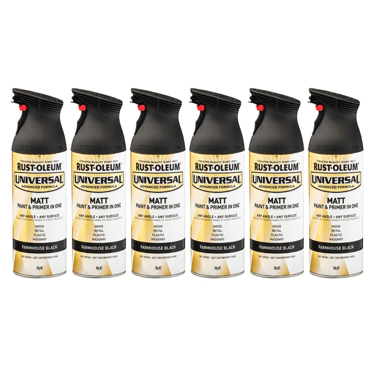 6 Cans | Rust-Oleum UNIVERSAL® Matt Spray Paint | 346530 Black Farmhouse - South East Clearance Centre