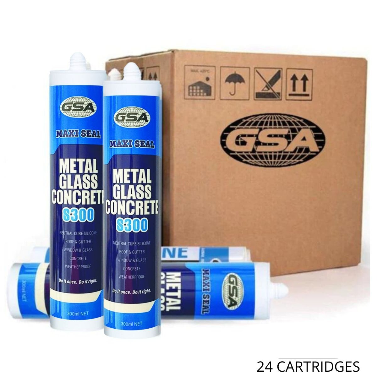 GSA Trade Silicone Neutral Cure S300 Metal Glass Concrete | BLACK | 24 CARTRIDGES - South East Clearance Centre