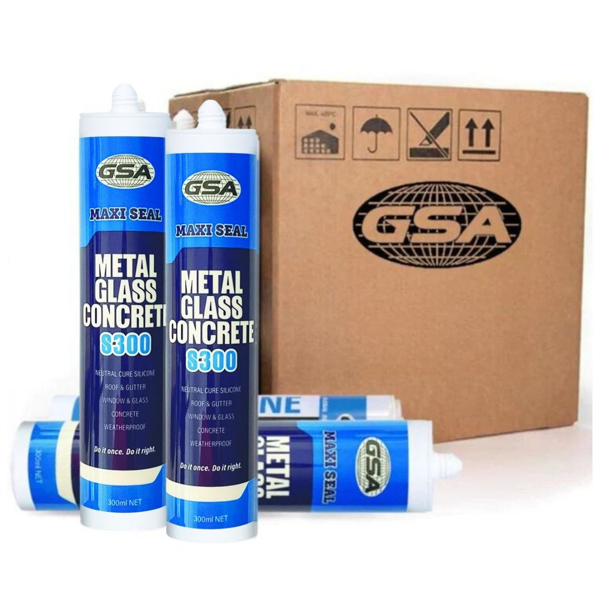 GSA Trade Silicone Neutral Cure S300 Metal Glass Concrete | BLACK | 24 CARTRIDGES - South East Clearance Centre