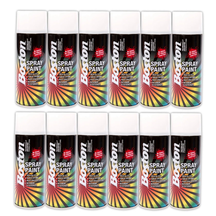 BOSTON BT92 SPRAY PAINT - WHITE PRIMER ENAMEL 250GM (Box of 12)