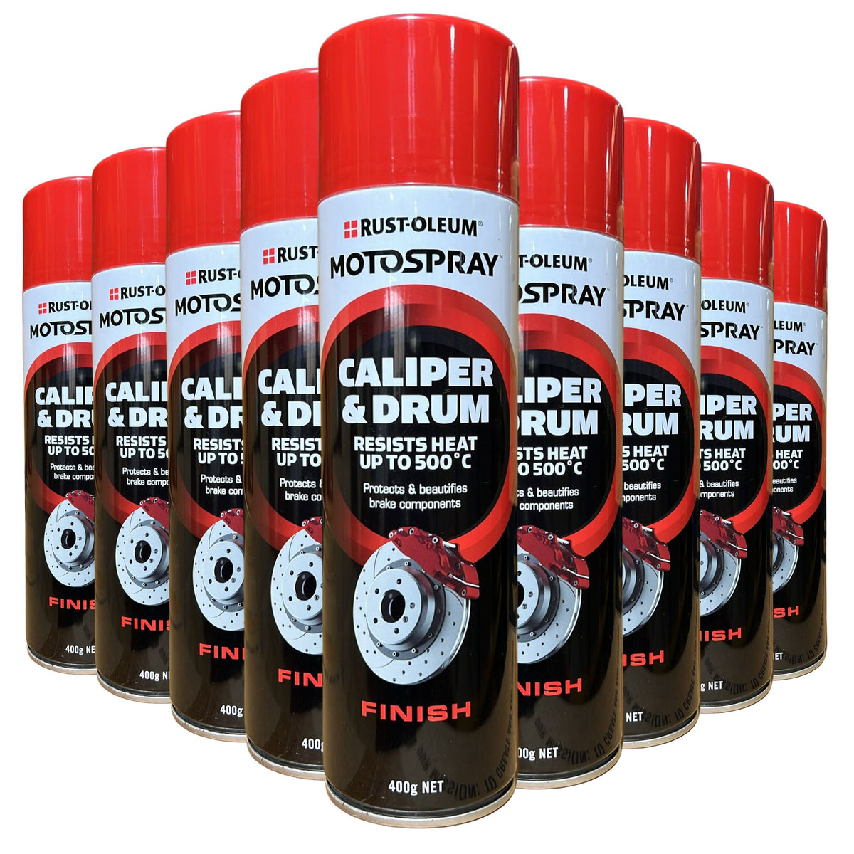 Rust-Oleum High Heat Spray Paint Caliper &amp; Drum, 12 Cans (Flame Red) - South East Clearance Centre