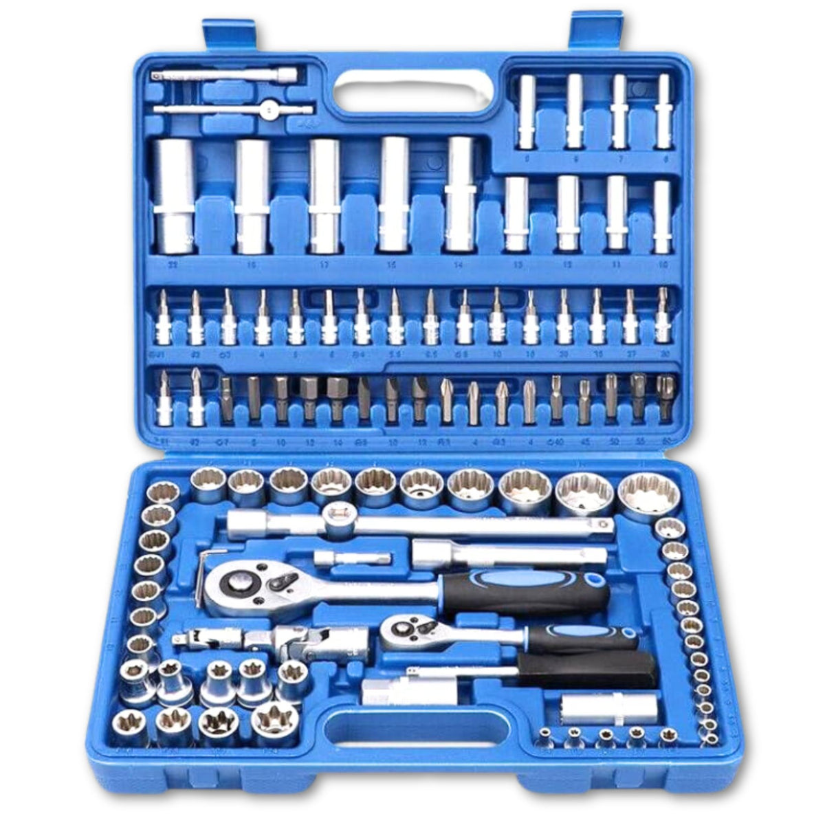 108 PCS Socket Ratchet Wrench Set 1/2&quot; 1/4&quot; Drive Screwdriver Screw Driver Bit 6PT - South East Clearance Centre