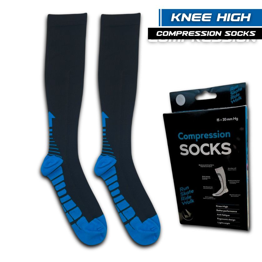 Compression Socks, Pair, Knee High 15-20mm (Large/XL)