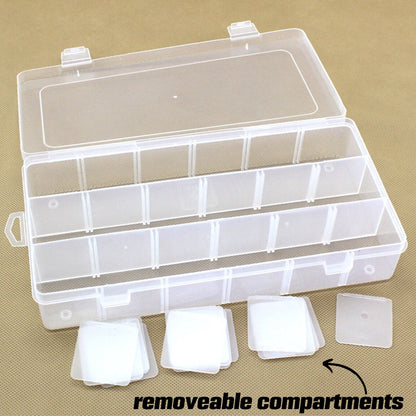 Clear Plastic Storage Case - 18 compartments | 227mm x 113mm - South East Clearance Centre