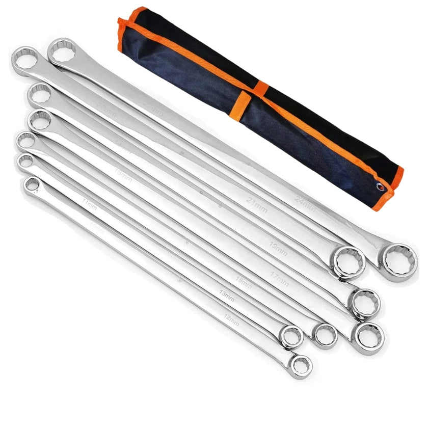 7 Piece Extra Long Double Box End Wrench Set | Metric | 10-24mm