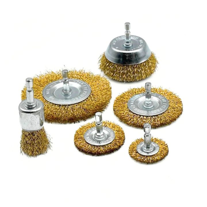 6 Piece Wire Brush Wheel Set, 1/4&quot;