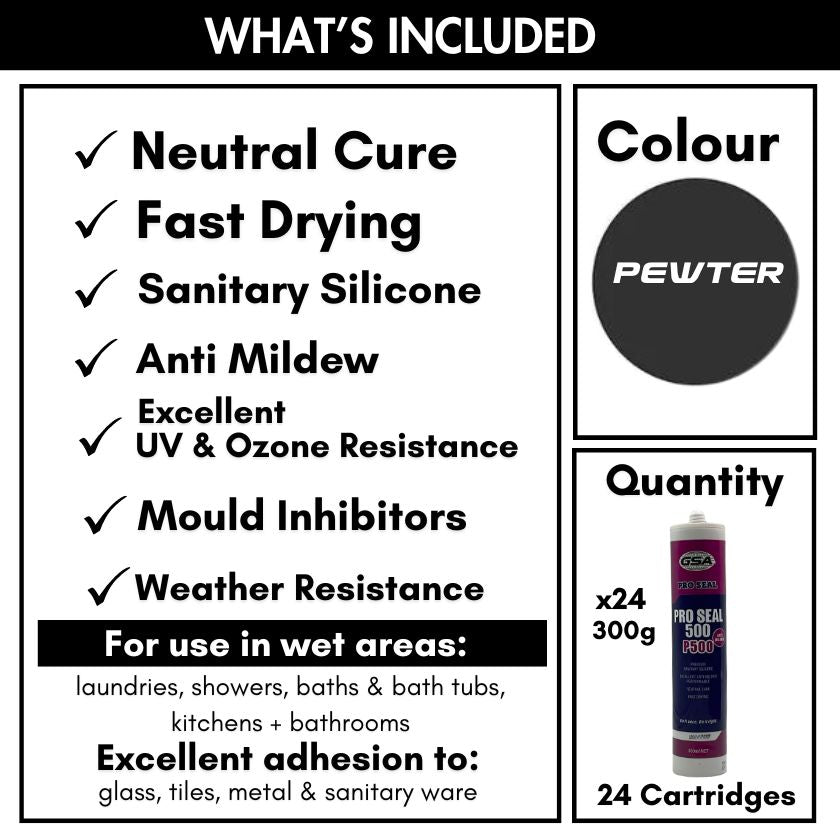 GSA PROSEAL 500 Neutral Cure Silicone, Pewter