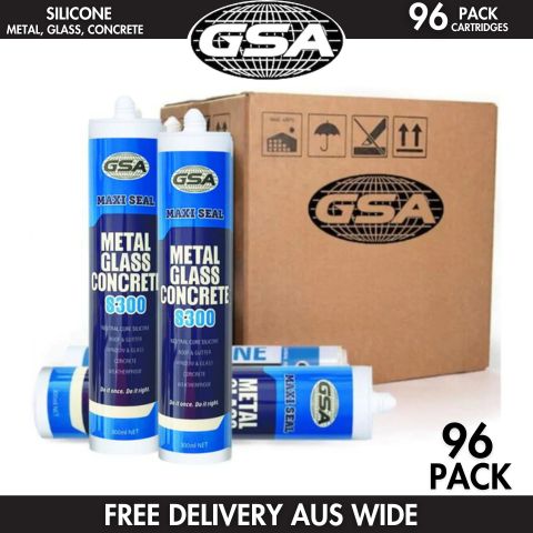 (96 PACK) GSA Trade Silicone Neutral Cure S300 Metal Glass Concrete | BLACK