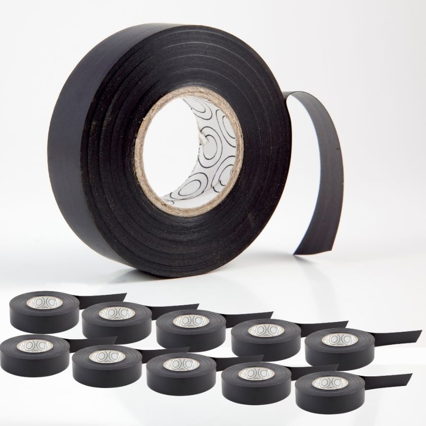 Black Electrical Tape - 19mm x 20m (0.18mm Thick) | Premium PVC Insulation Tape (Pack of 10)