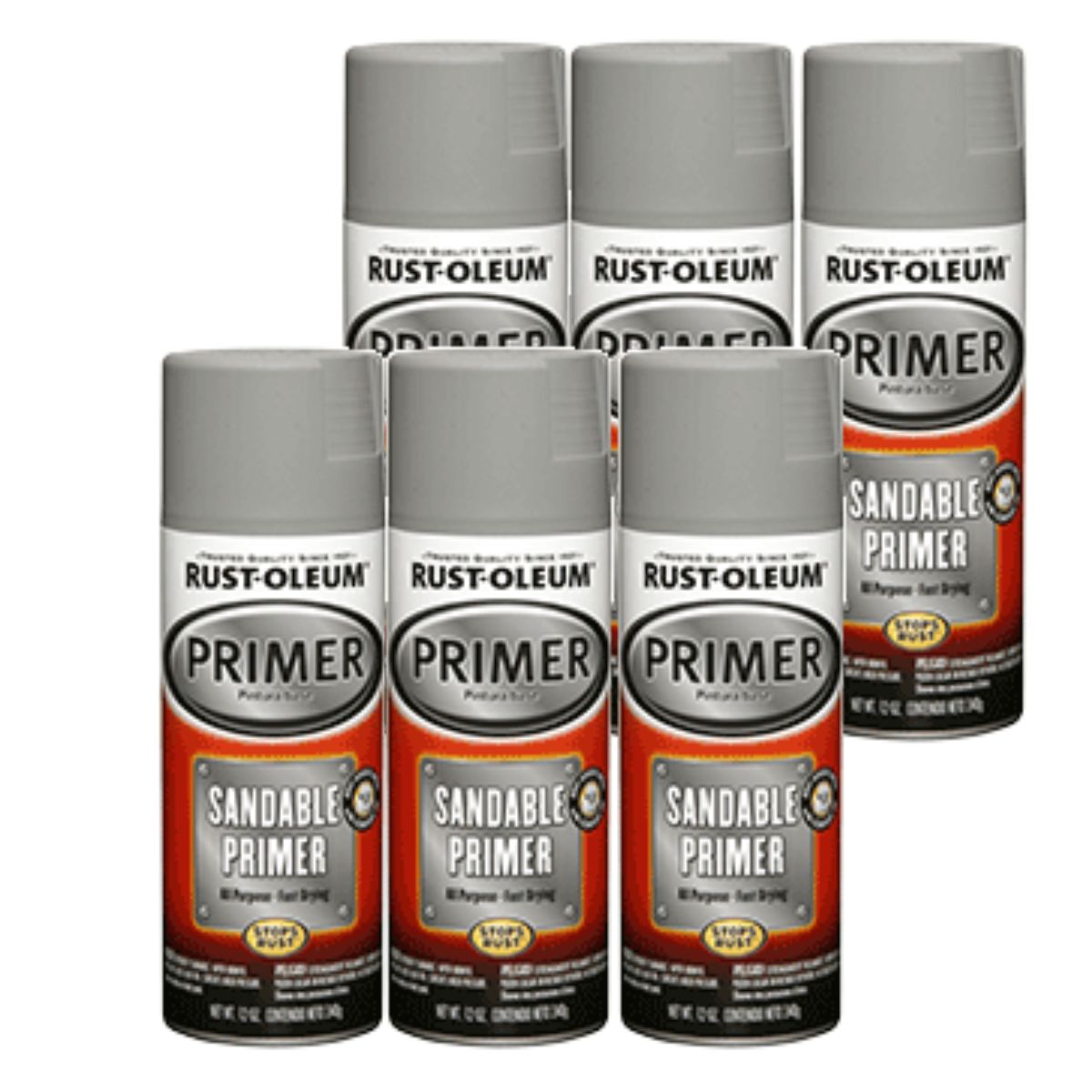 (6 cans) Rust-Oleum 249415 Automotive Sandable Primer 340g Spray - South East Clearance Centre