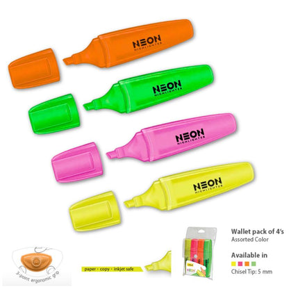 Neon Highlighters, 4 Pack