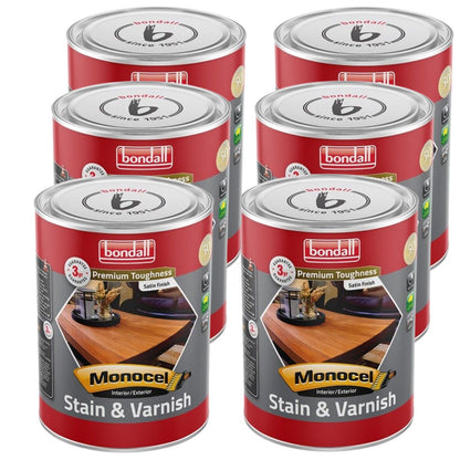 Bondall Monocel Interior & Exterior Stain And Varnish | Jarrah 500ml | 6 Tins - South East Clearance Centre