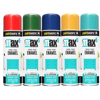 (6 Cans) Paintworx MAX5 Enamel Paint + Primer 400g | GLOSS