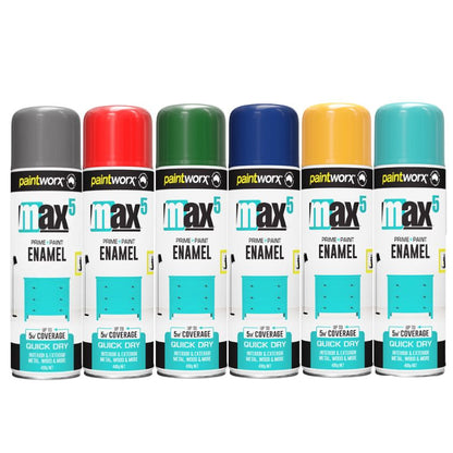 (6 Cans) Paintworx MAX5 Enamel Paint + Primer 400g | GLOSS