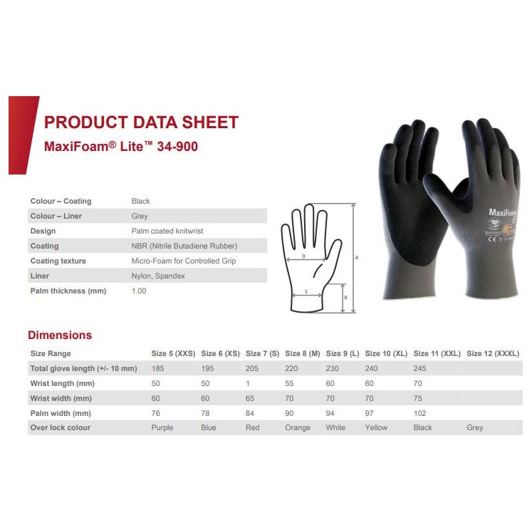 MaxiFoam® Lite™ 34-900 Gloves (12 Pairs)