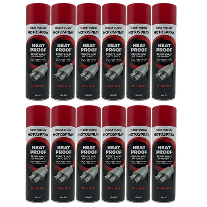 Rust-Oleum HP3007 Motospray Heat Proof Spray Paint upto 650° - Matt Red (12 Cans)