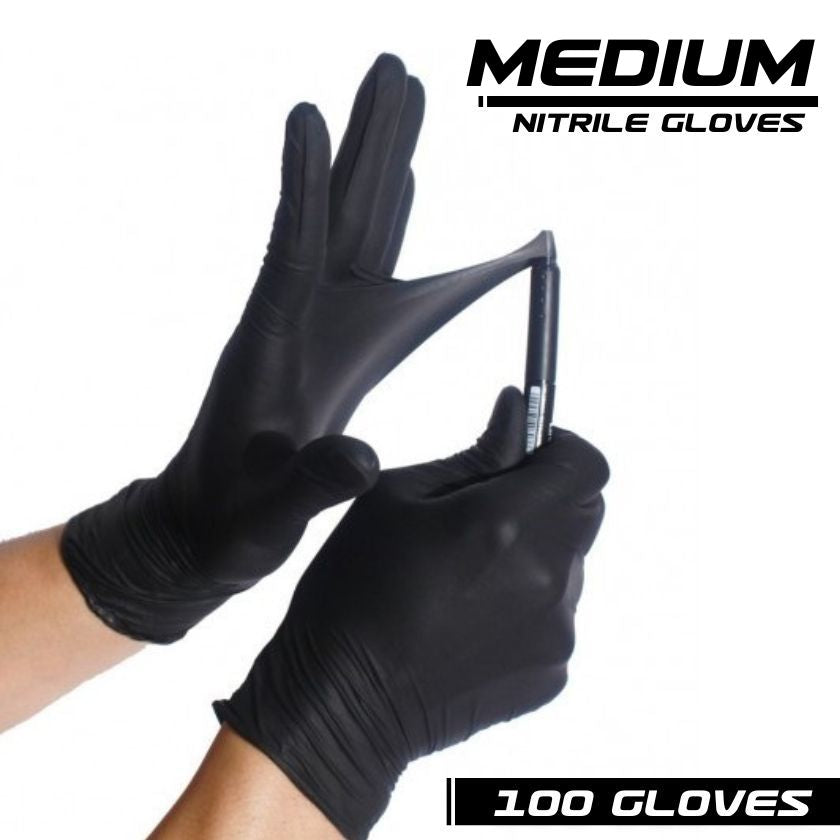 Black Nitrile Gloves - 100 gloves