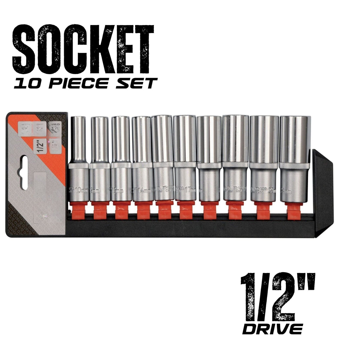 1/2&quot; Socket Set Rail - 10 Pieces - South East Clearance Centre