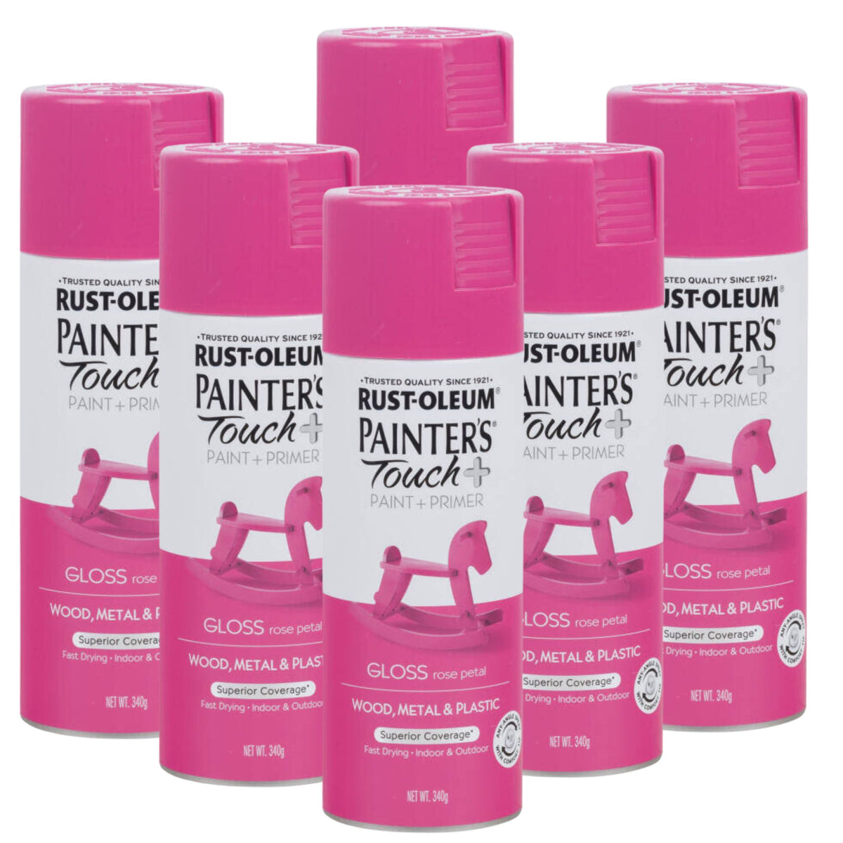 Rust-Oleum PAINTER&#39;S TOUCH PLUS Painter’s Touch Plus Spray | GLOSS ROSE PETAL (6 CANS) - South East Clearance Centre