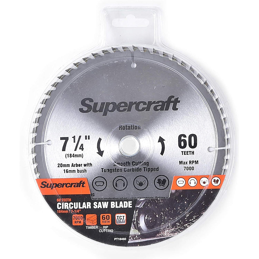 Supercraft PT18460 Circular Saw Blade Tct 184mm/ 7-1/4'' 60 Teeth