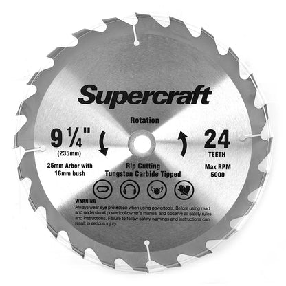 (6 Pack) Supercraft PT23524 Circular Saw Blade TCT 235mm/9-1/4in x 24 Teeth