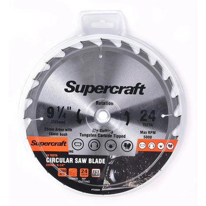 Supercraft PT23524 Circular Saw Blade TCT 235mm/9-1/4in x 24 Teeth