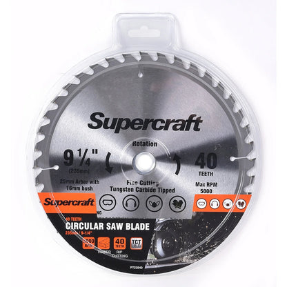 (12 Pack) Supercraft PT23540 Circular Saw Blade TCT 235mm/9-1/4in x 40 Teeth