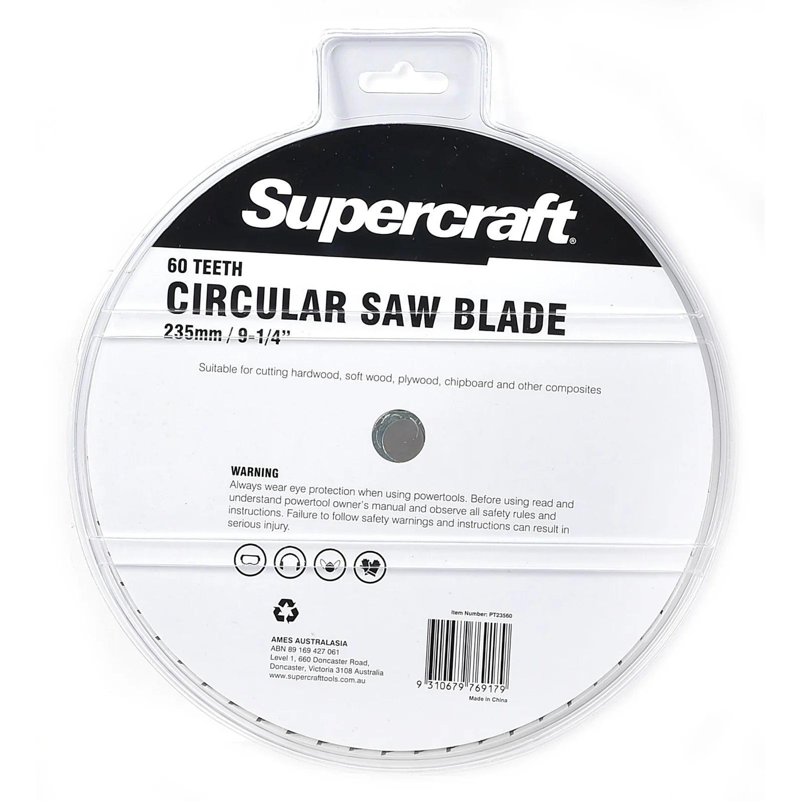 Supercraft PT23560 Circular Saw Blade TCT 235mm/9-1/4in x 60 Teeth