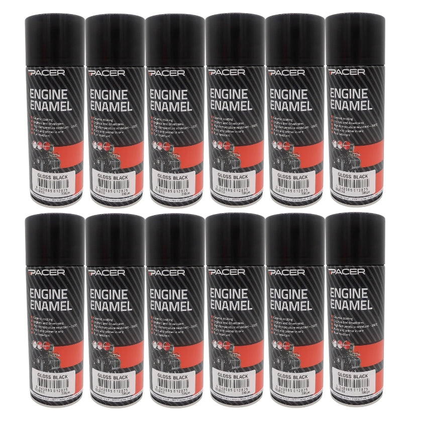 Pacer Engine Enamel EEGB300, Gloss Black (Box of 12 Cans)