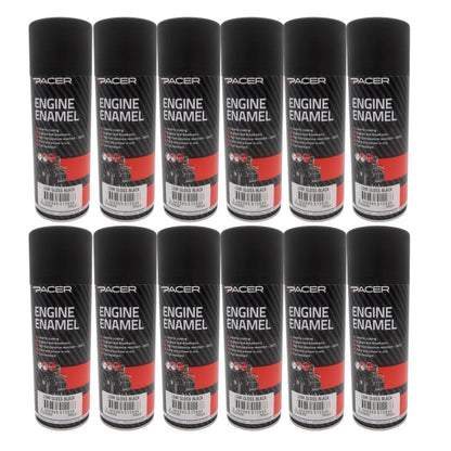 Pacer Engine Enamel EELGB300, Low Gloss Black (12 Cans)