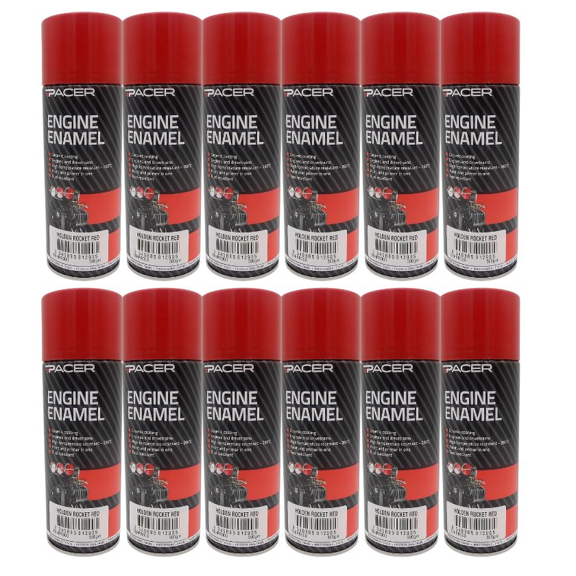 Pacer Engine Enamel EEHRR300, Holden Rocket Red (12 Cans)