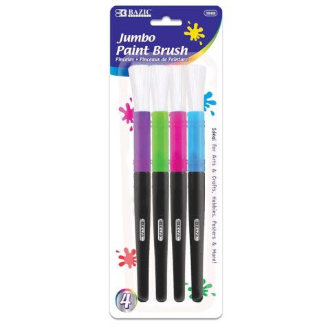 Paint Brushes Set Round Nylon Bristle Brush, Jumbo Paintbrushes for Acrylic Oil Watercolor Gouache Art Painting, Gift for Kids (4/Pack)