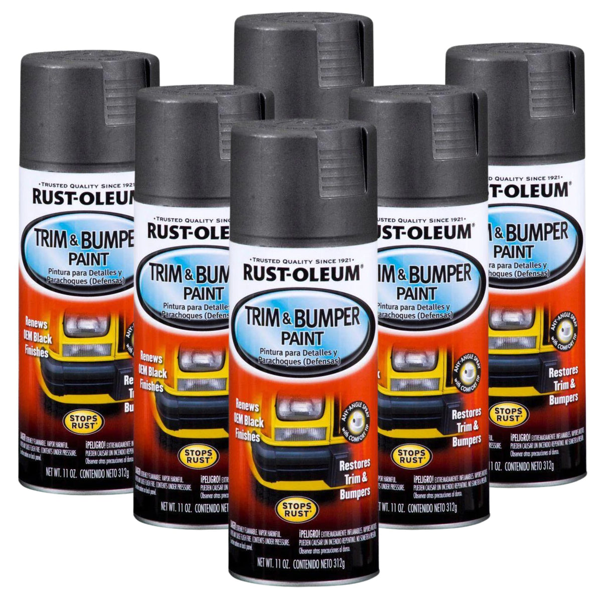 Rust-Oleum Automotive Speciality Paint Range Trim &amp; Bumber 251574 - Matte Black - 6 Cans - South East Clearance Centre