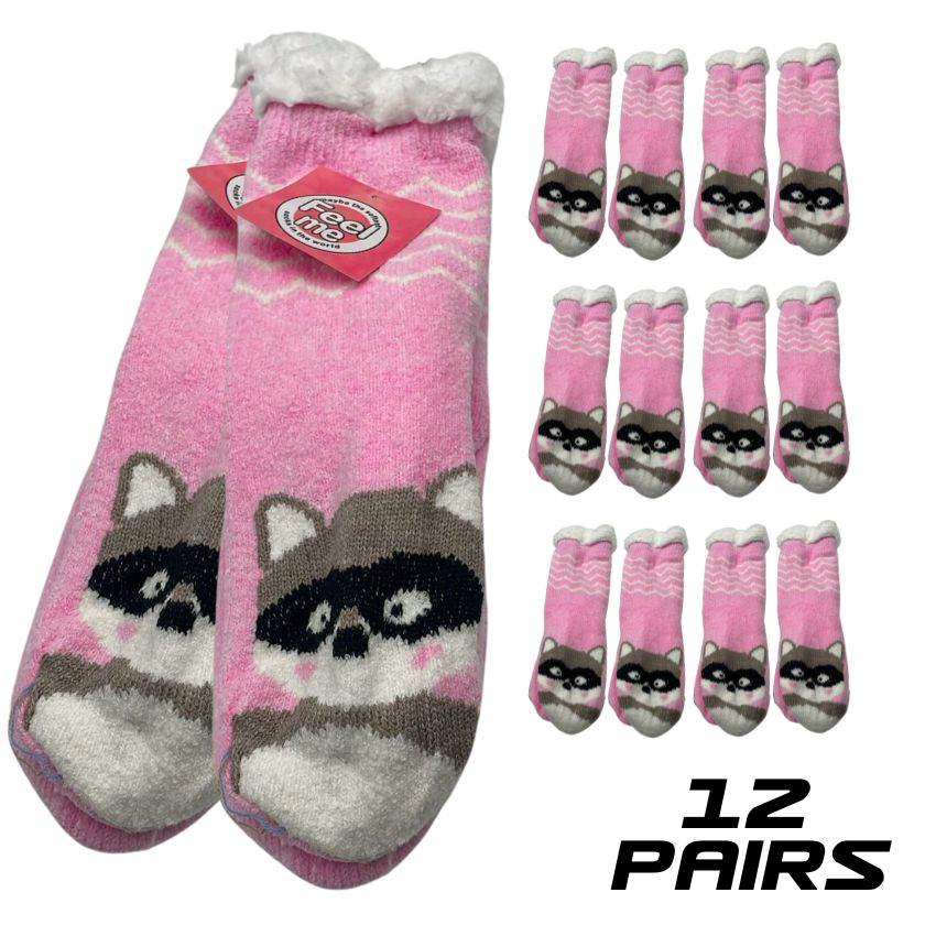 Racoon Winter Warm Socks - 12 Pairs