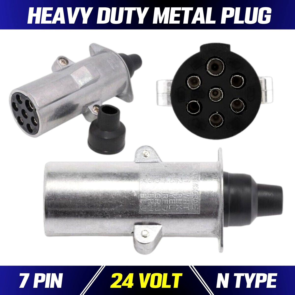 Heavy Duty Trailer &amp; Plug Socket | Metal 7 Pins 24V N Type 7 Pin Plug | TP93 - South East Clearance Centre