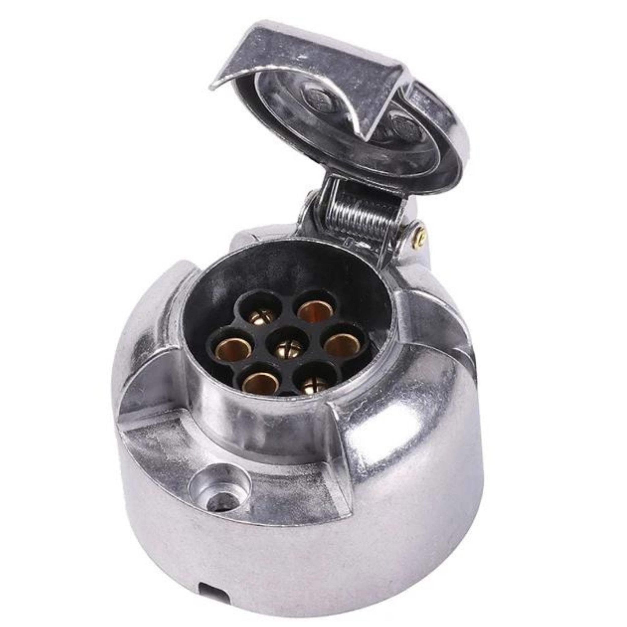 ALUMINIUM 7 Pin Large Round Socket Trailer Plug | 12 Volt | TS004337 - South East Clearance Centre