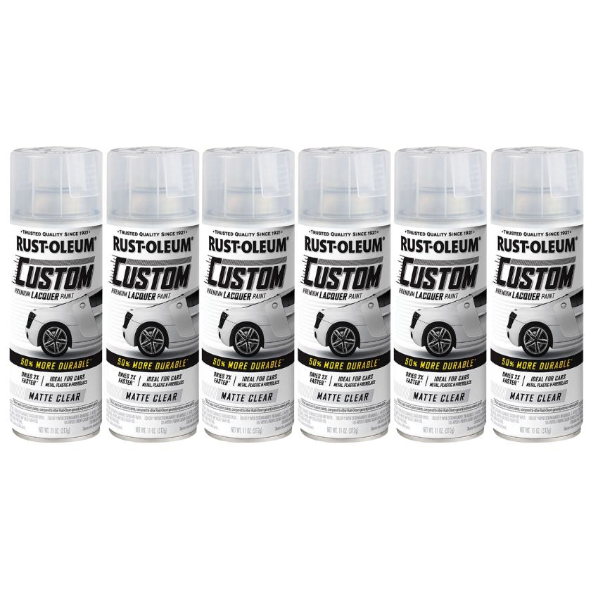 (6 cans) Rust-Oleum Custom Premium Lacquer Paint, Matt Clear - 312g