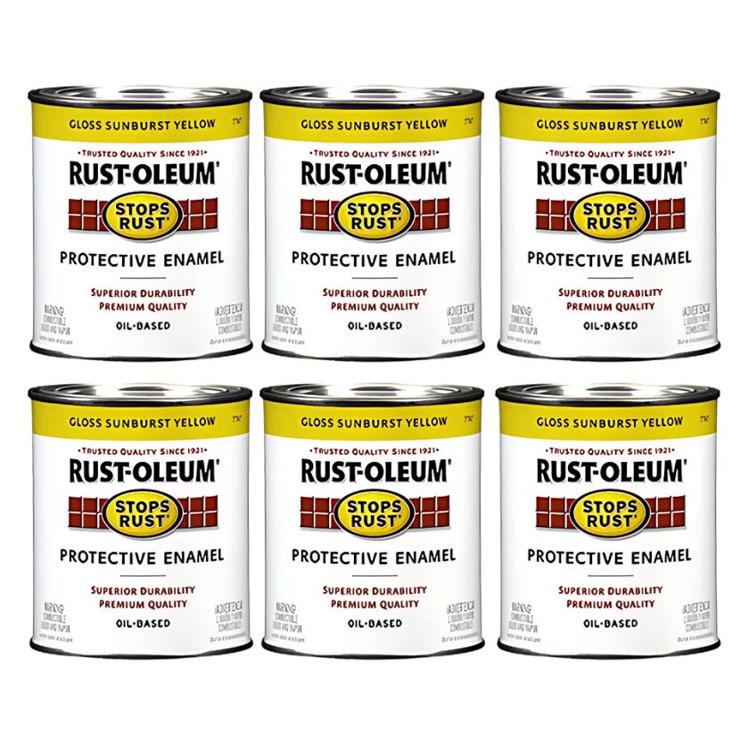 (6 Pack) Rust-Oleum Stops Rust Protective Enamel Paint – 236ml Gloss Sunburst Yellow