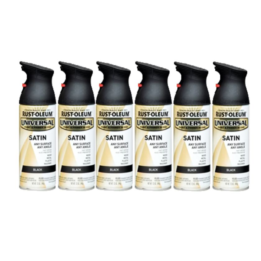 Rust-Oleum UNIVERSAL PREMIUM SPRAY PAINT Spray Paint | 245197 Satin Black (6 Cans)