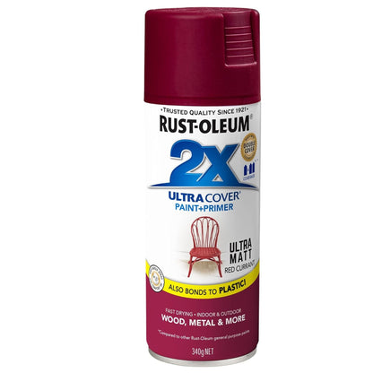 Rust Oleum 2X Ultra Cover Matt Spray, Red Currant, 340 g,  357853 (6 cans) - South East Clearance Centre