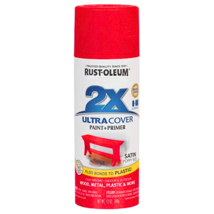 RUSTOLEUM 2X SATIN POPPY RED ULTRACOVER Paint & Primer 286844 - South East Clearance Centre