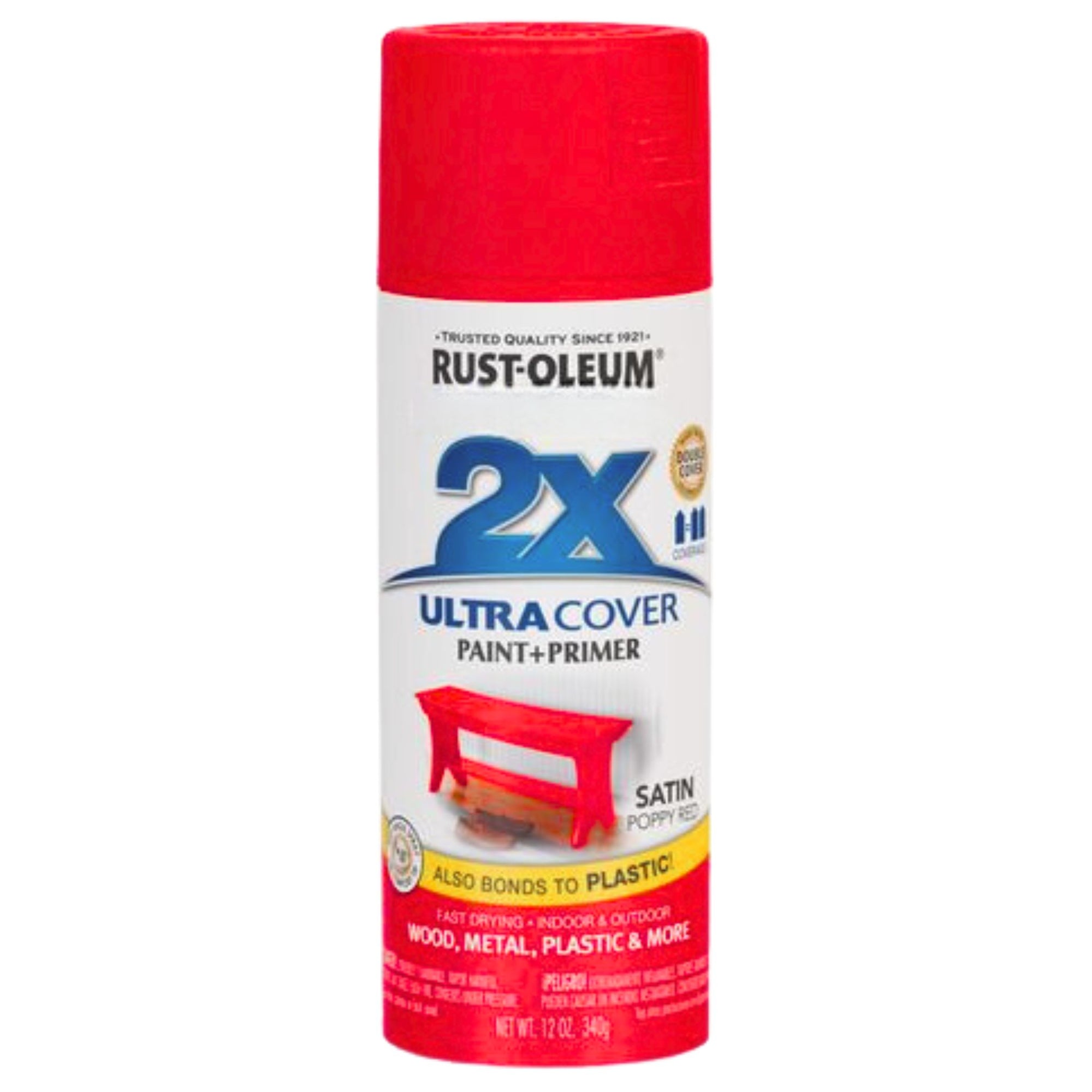 RUSTOLEUM 2X SATIN POPPY RED ULTRACOVER Paint & Primer 286844 - South East Clearance Centre