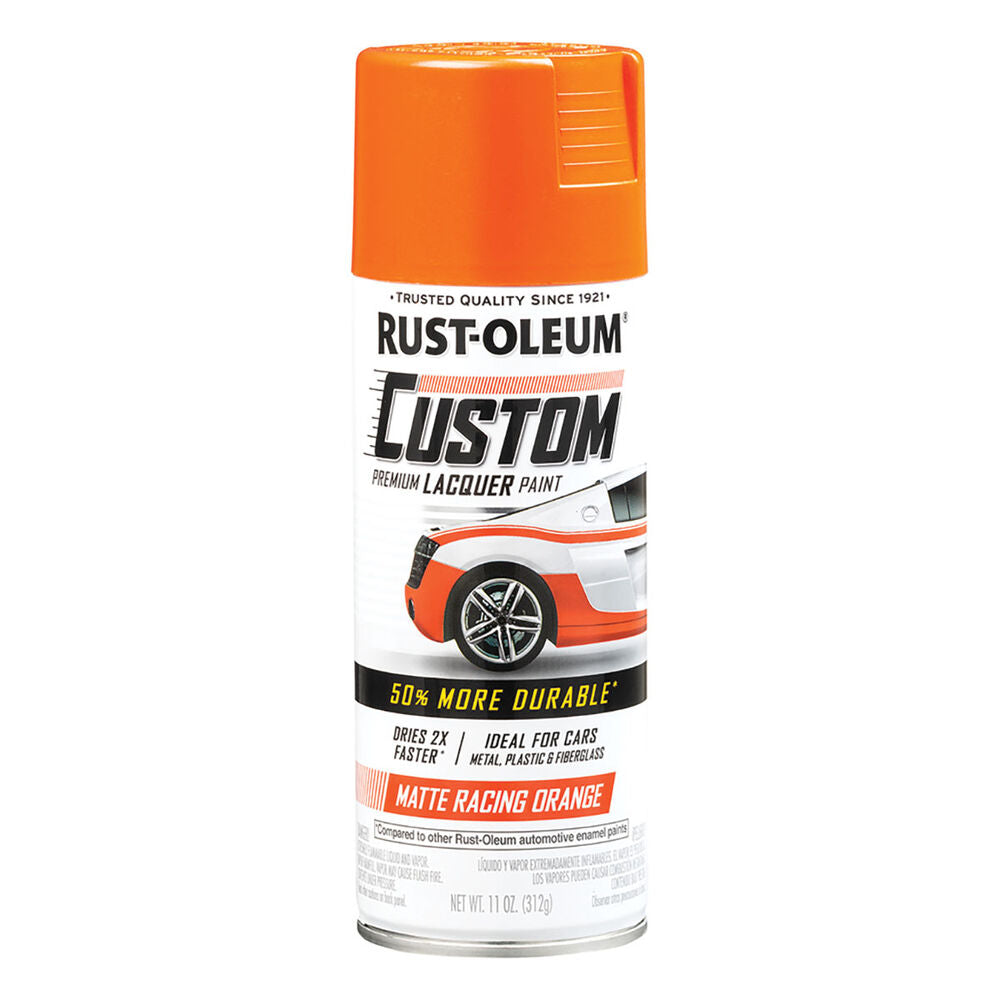 (6 Cans) Rust-Oleum Custom Premium Lacquer Paint, Matt Orange - 312g - South East Clearance Centre