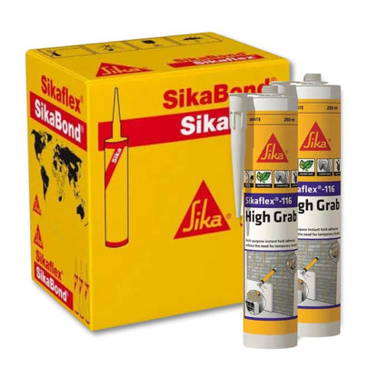 Sikaflex® 116 High Grab Construction Adhesive (White) - Box of 12 | Strong Bonding for Concrete, Wood, Metal & More