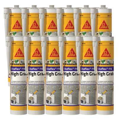 Sikaflex® 116 High Grab Construction Adhesive (White) - Box of 12 | Strong Bonding for Concrete, Wood, Metal & More