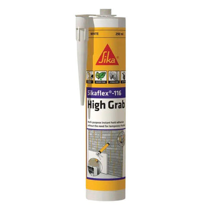 Sikaflex® 116 High Grab Construction Adhesive (White) - Box of 12 | Strong Bonding for Concrete, Wood, Metal & More