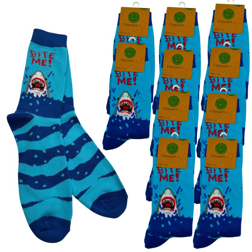 Bite Me Dress Novelty Shark Socks, Size 11-14