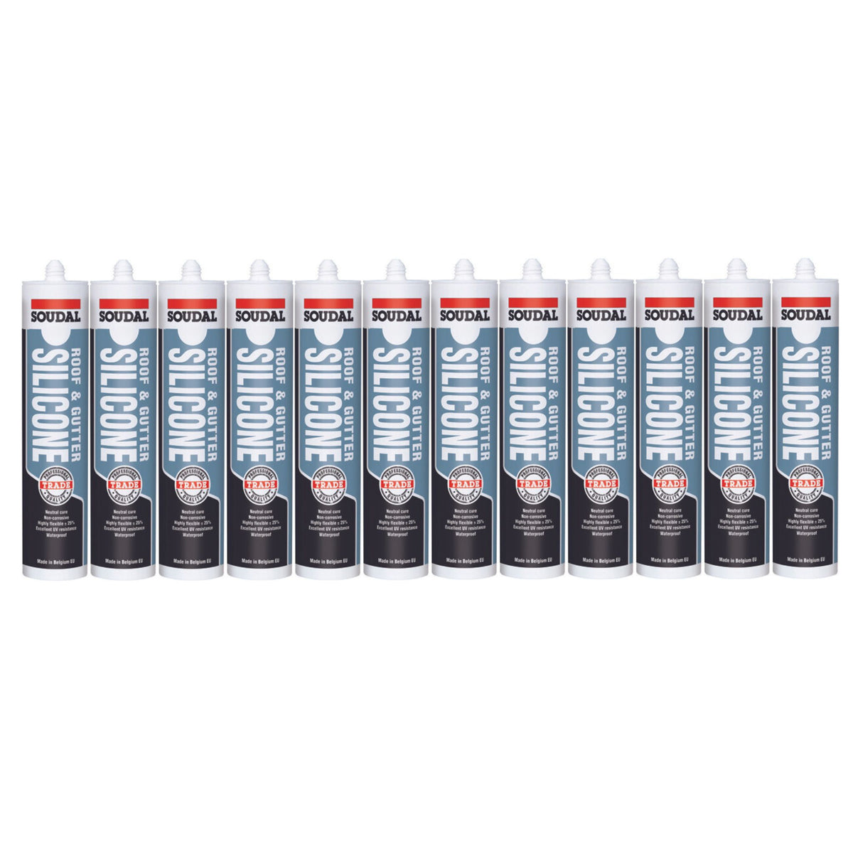 Soudal 127778 Roof &amp; Gutter Neutral Cure Silicone, Grey (12 Pack) - South East Clearance Centre